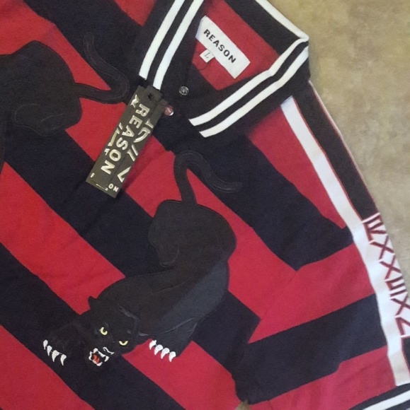 🚫SOLD!!🚫New Striped Panther Polo Red L - Picture 3 of 8